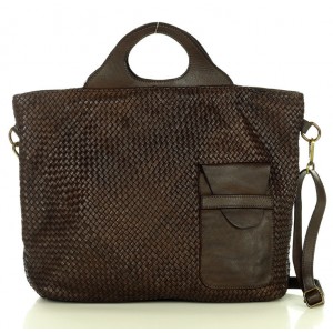 K17 Henkeltasche Handtasche Laptoptasche aus geflochtene Leder in Vintageoptik | Braun, Schwarz, Kaffee